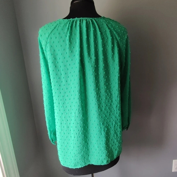 J. Crew Green Sheer Keyhole Blouse - Picture 3 of 4